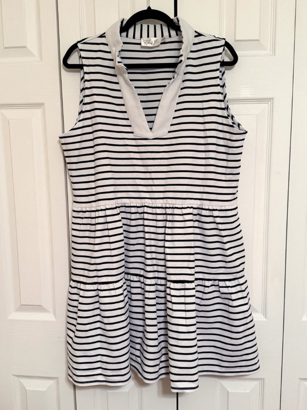 Eliza J Black White Striped Dress